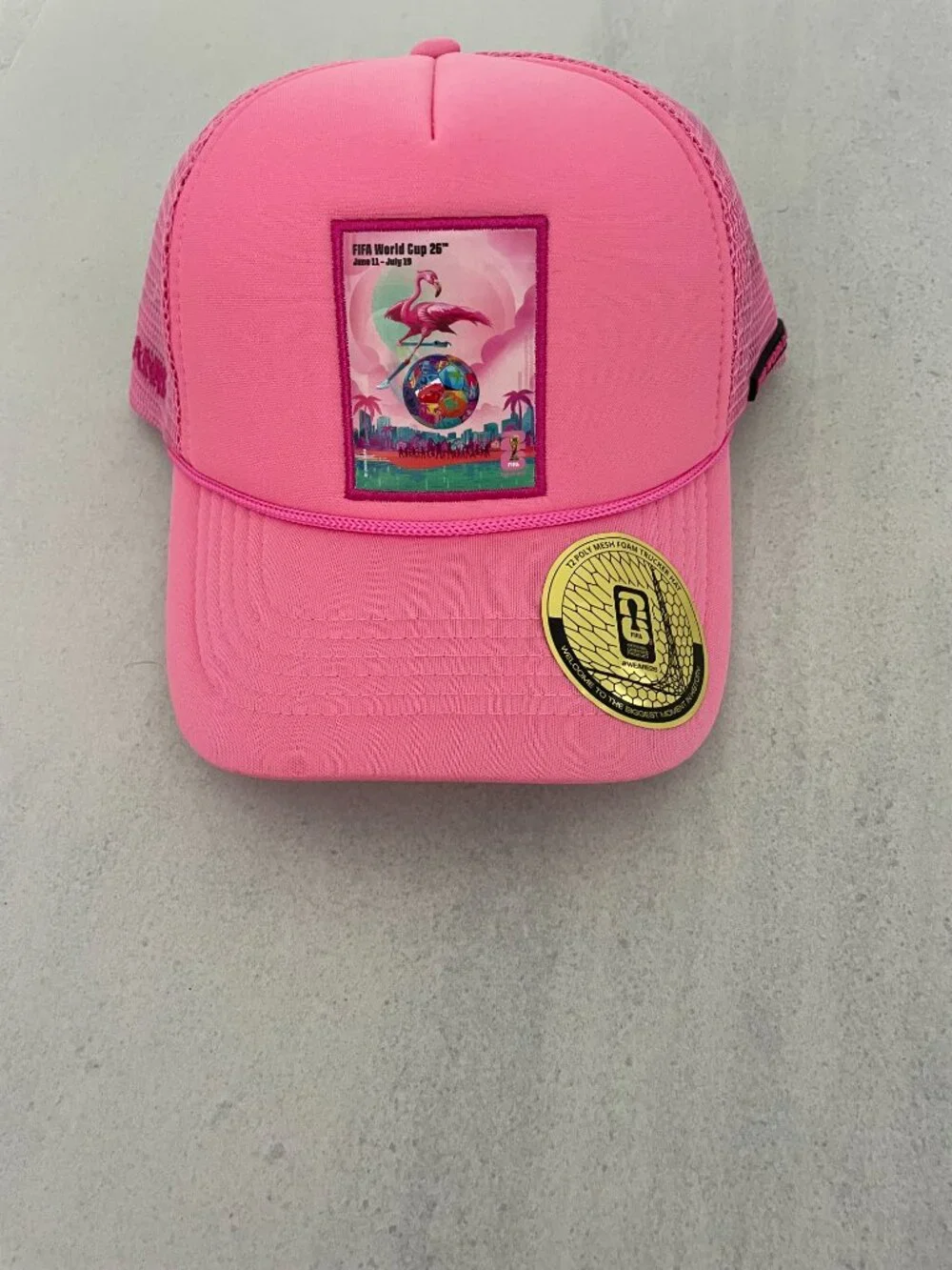 FIFA World Cup 26 Official Miami Flamingo Trucker Hat One Size Pink